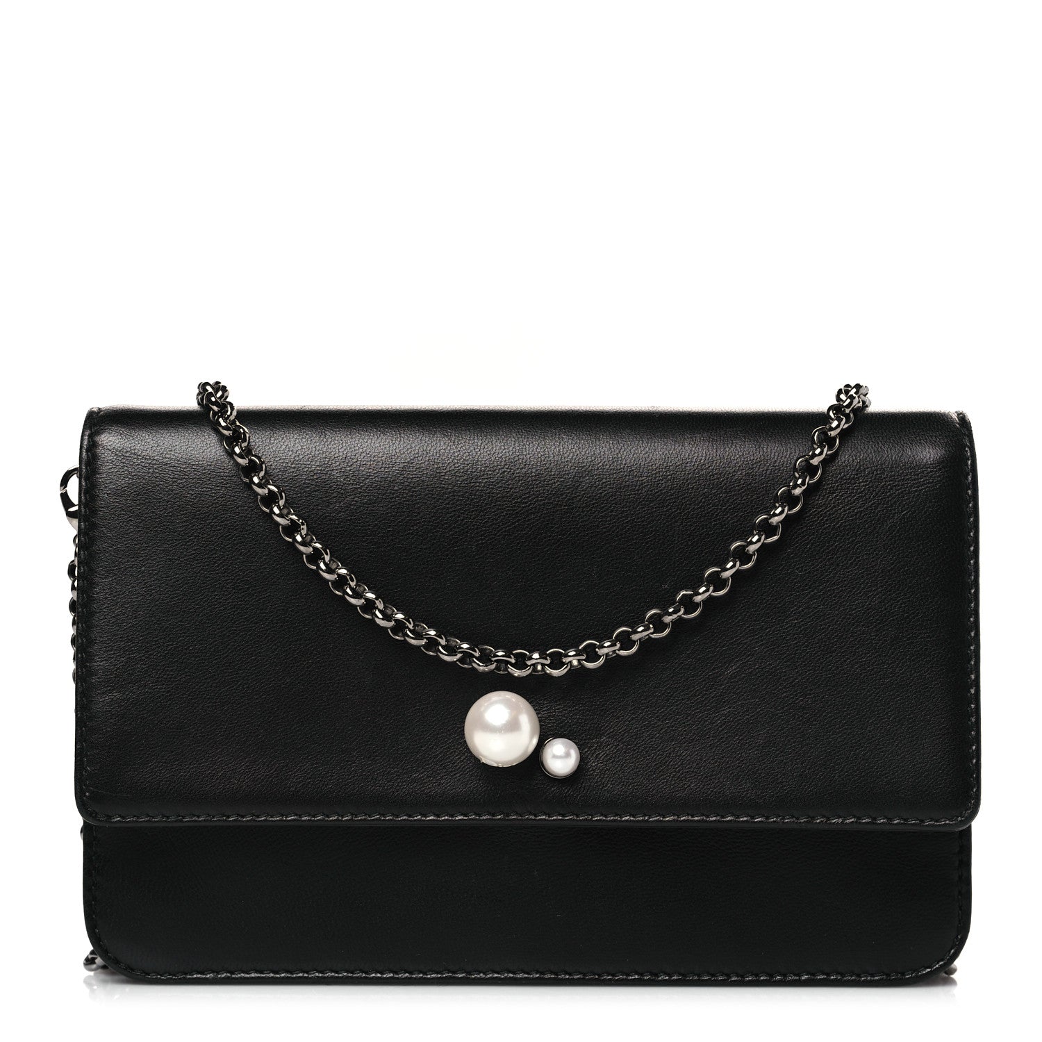 Christian Dior Smooth Lambskin Tribale Chain Wallet Black 1 of 9