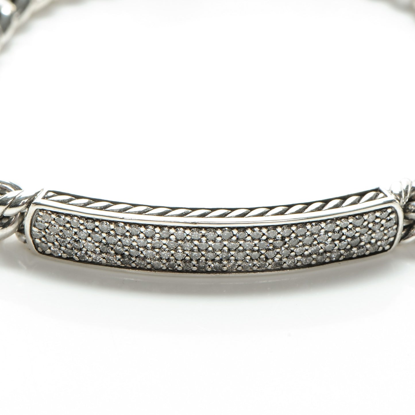 Sterling Silver Pave Diamond 6mm Petite ID Bracelet