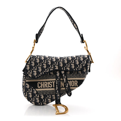 Christian Dior Oblique Embroidered Saddle Bag Blue 1 of 10