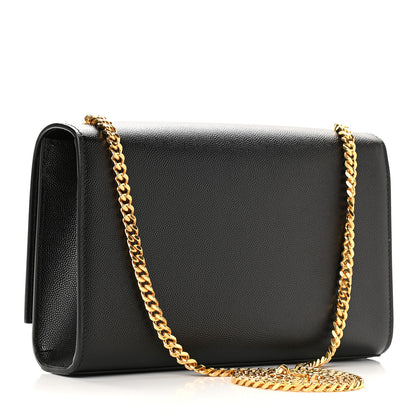 Saint Laurent Grain De Poudre Medium Classic Monogram Kate Satchel Black 3 of 9