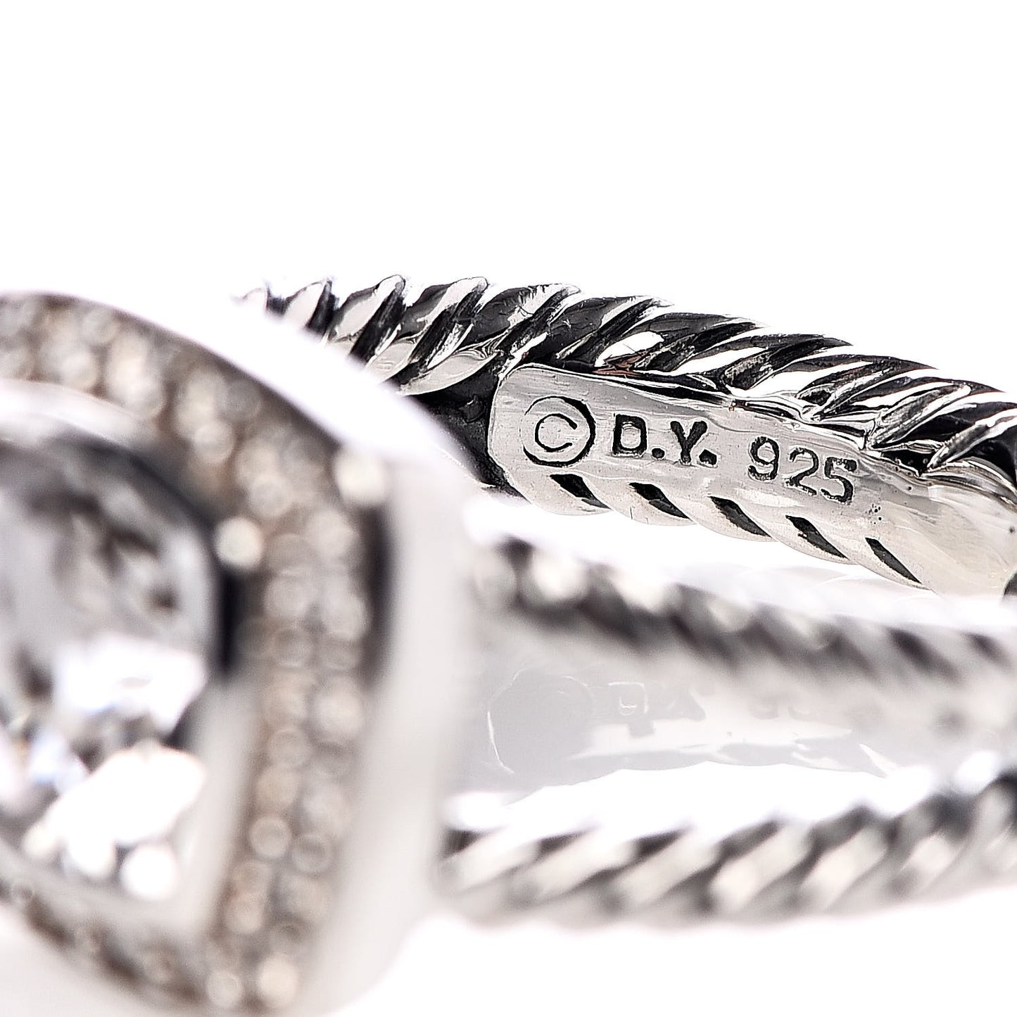 Sterling Silver Diamond White Topaz 7mm Petite Albion Ring 49 5