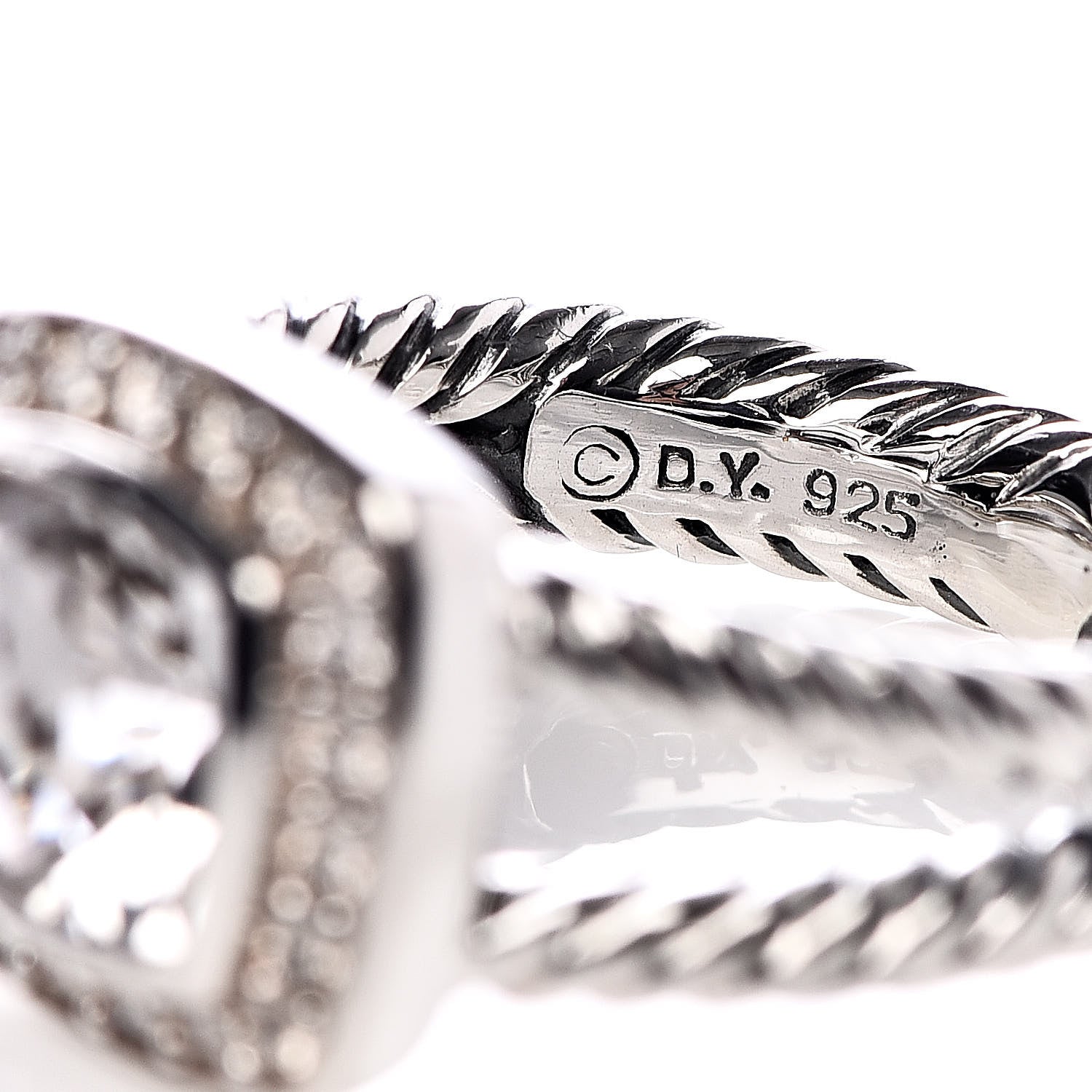 David Yurman Sterling Silver Diamond White Topaz 7mm Petite Albion Ring 49 5 5 of 5
