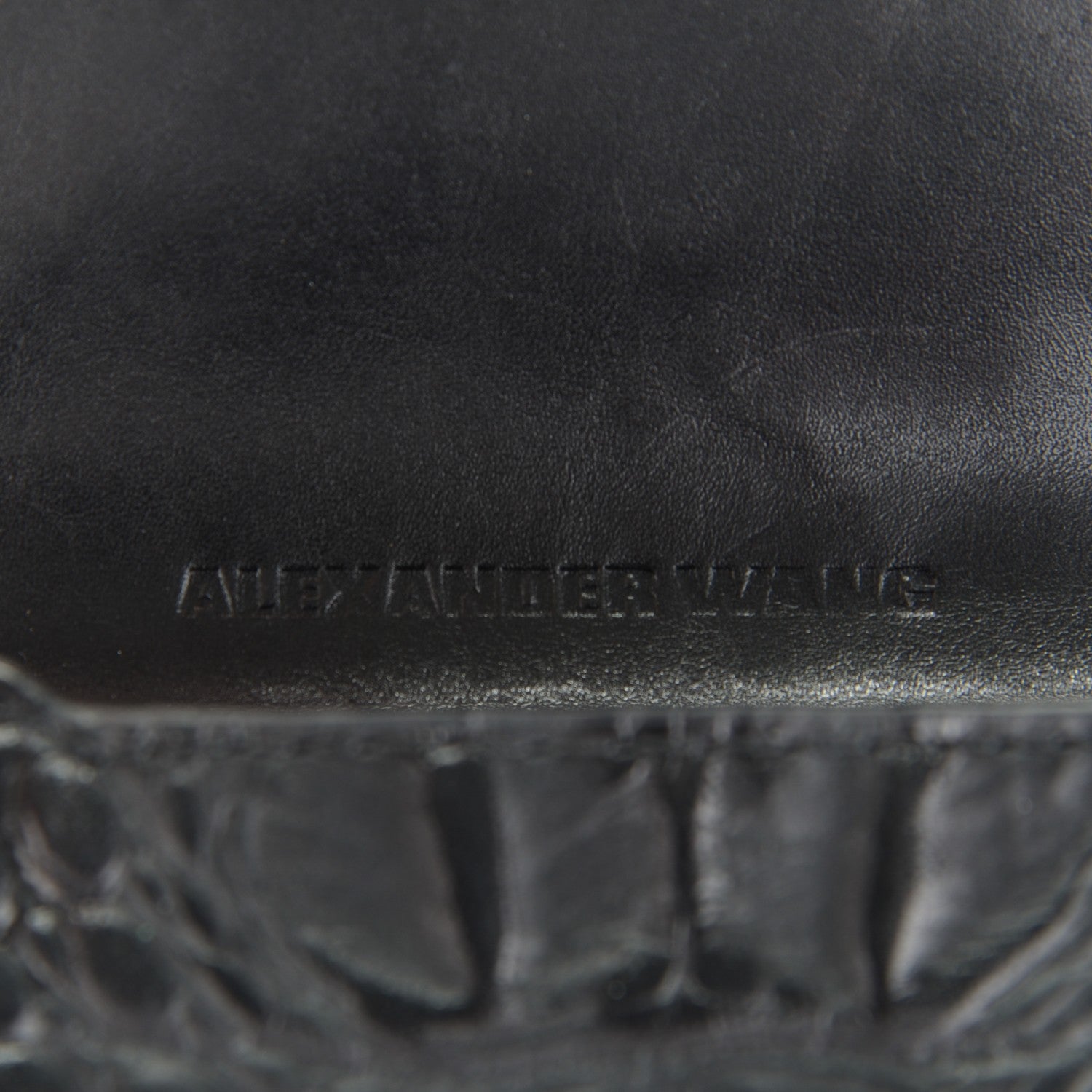 Alexander Wang Alligator Embossed Prisma Envelope Card Holder Black 6 of 7