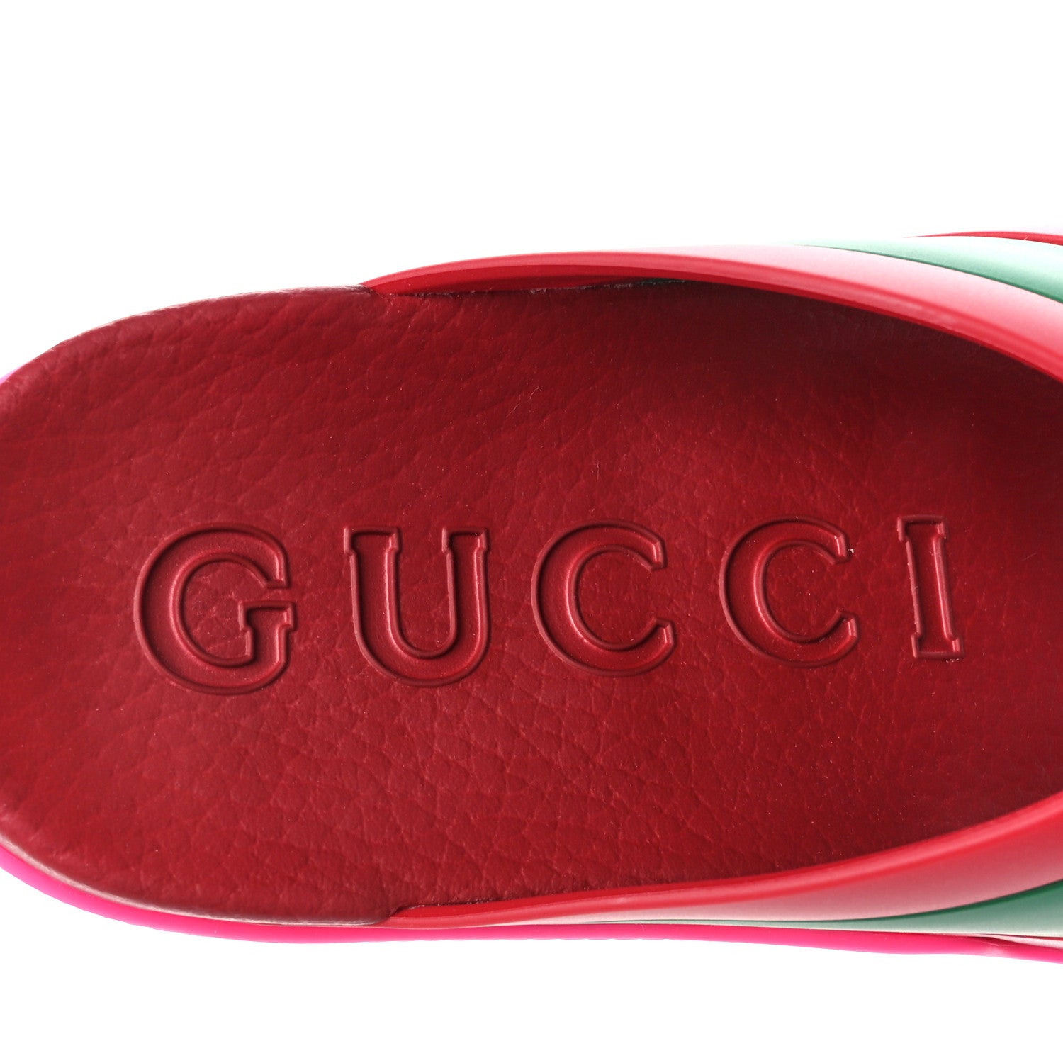 Gucci Rubber Web Womens Criss Cross Slide Sandals 38 Coral New Shamarock 8 of 12