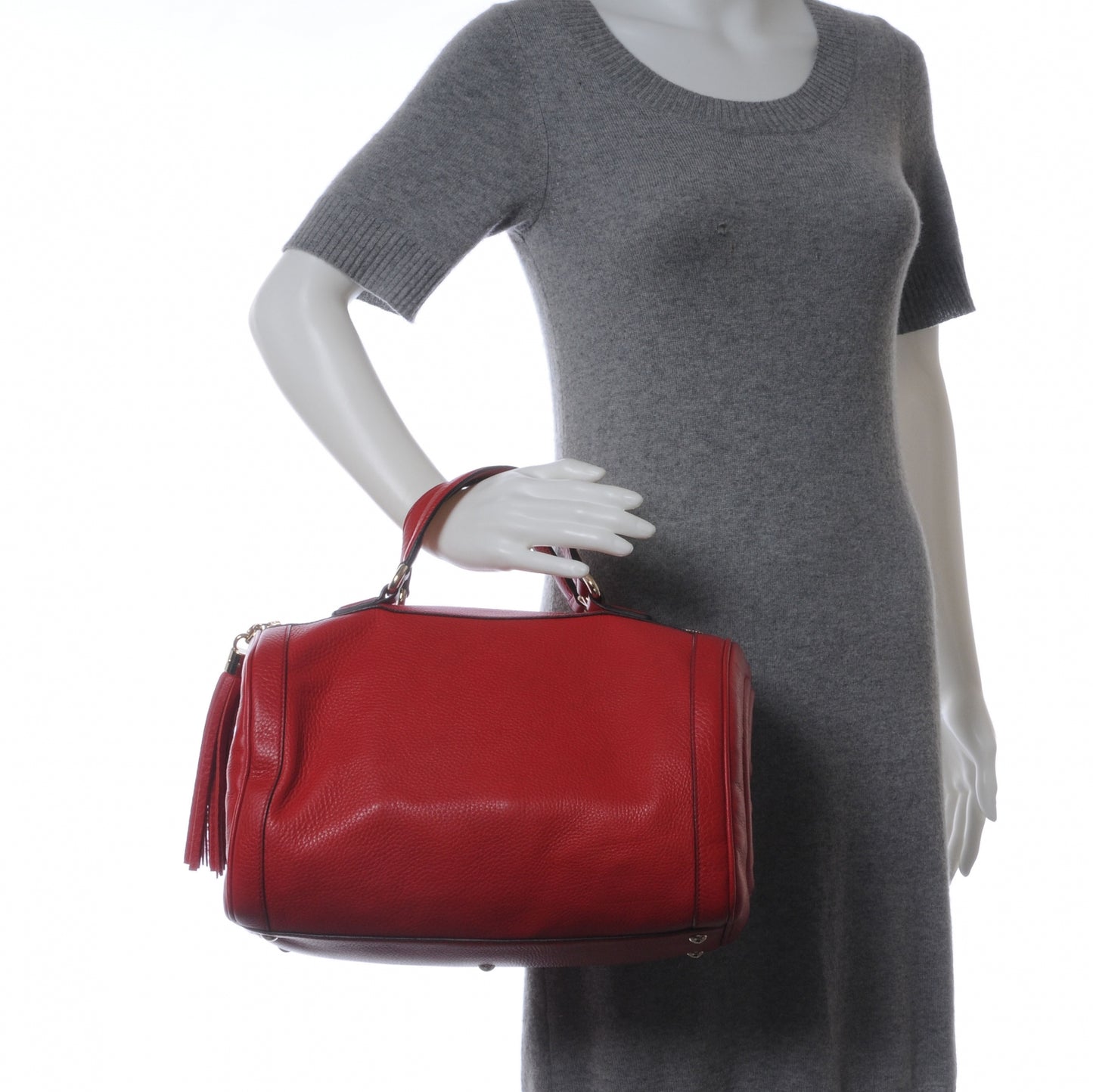 Pebbled Calfskin Medium Soho Boston Red