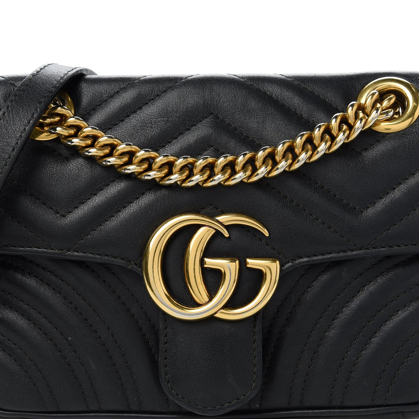 Calfskin Matelasse Mini GG Marmont Shoulder Bag Black
