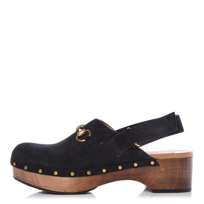Gucci Suede Horsebit Amstel Slingback Clogs 39.5 Black 1 of 10