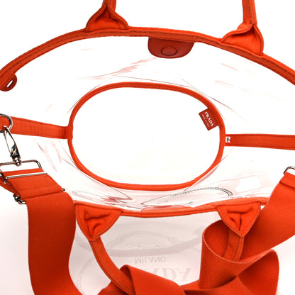 Prada Plexiglass Canapa Small Shopper Tote Arancio 5 of 10