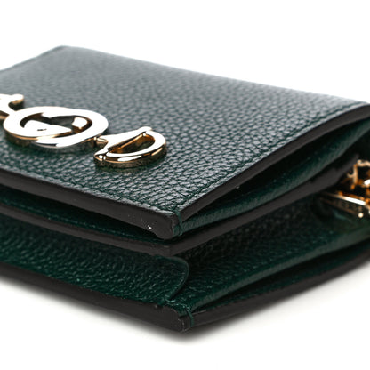 Gucci Grainy Calfskin Zumi Chain Card Case Wallet Vintage Green 10 of 11