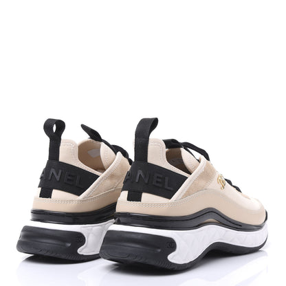 Chanel Fabric Calfskin Suede CC Sneakers 39 Beige 4 of 9