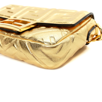 Fendi Vitello Catalan Mirror FF 1974 Embossed Mini Baguette Gold 9 of 9