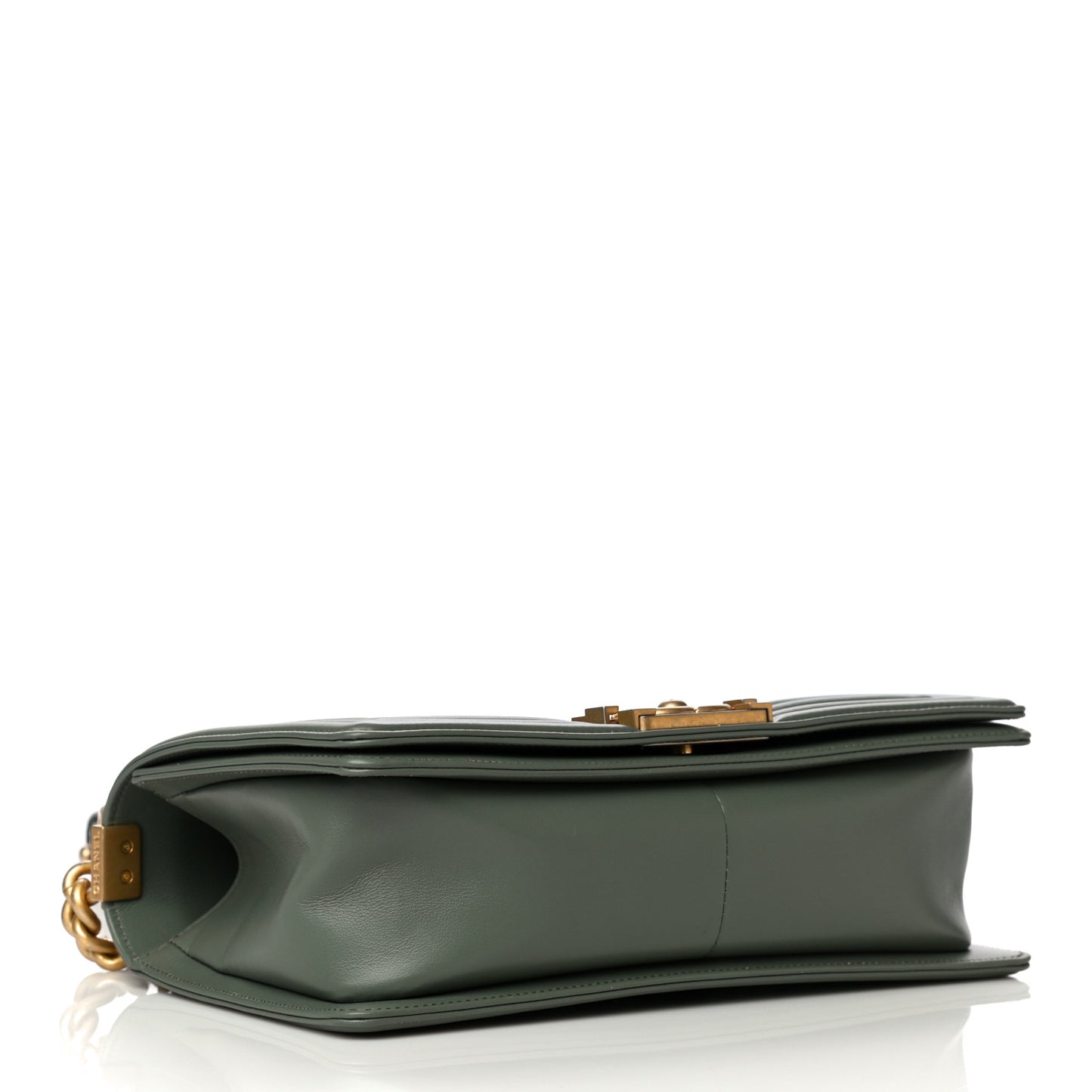 Calfskin Quilted Medium Boy Flap Dark Green