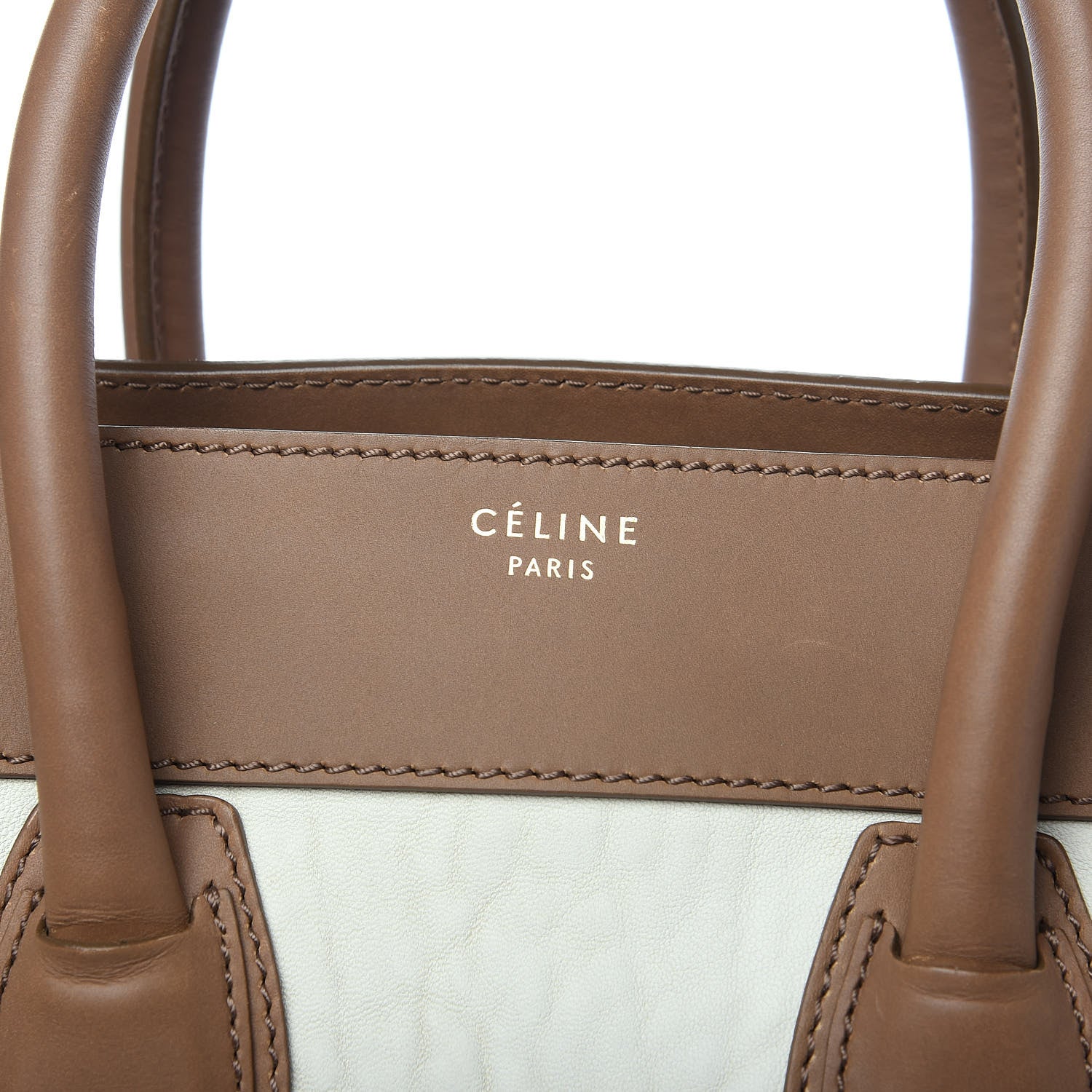 Celine Smooth Calfskin Shrunken Lambskin Mini Tri-Color Luggage Chalk 7 of 14