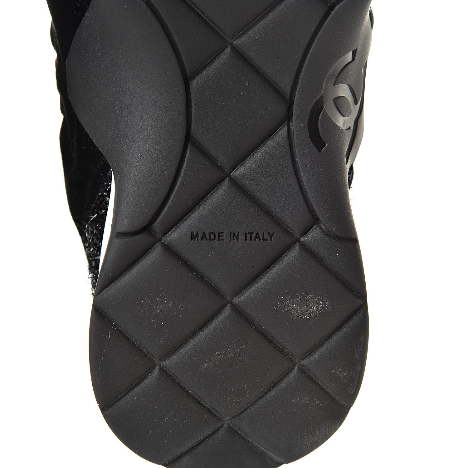 Chanel Stretch Fabric Velvet CC Sneakers 36.5 Black 6 of 8