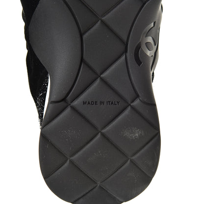 Chanel Stretch Fabric Velvet CC Sneakers 36.5 Black 6 of 8