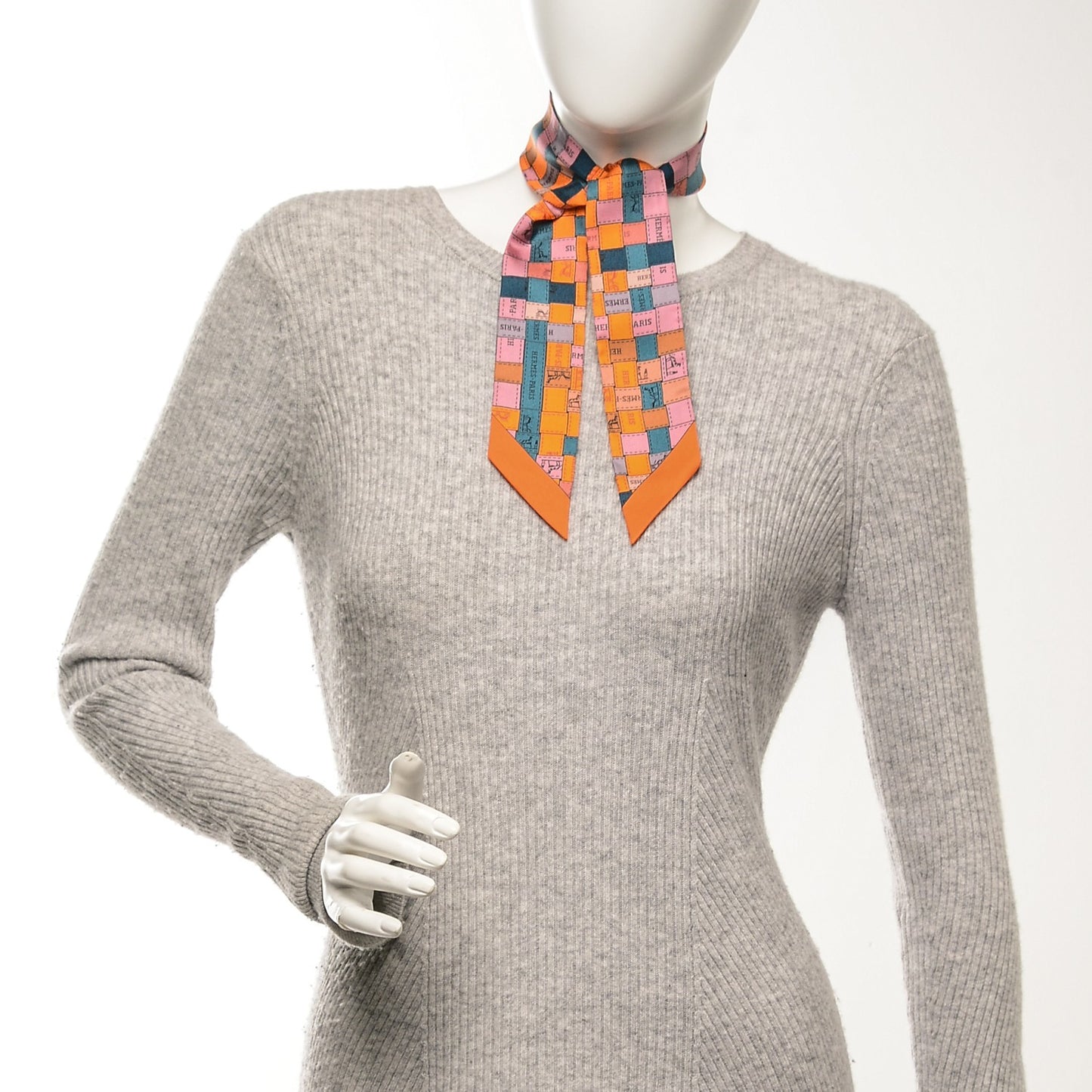 Silk Bolduc Au Carre Twilly Orange Vieux Rose Bleu