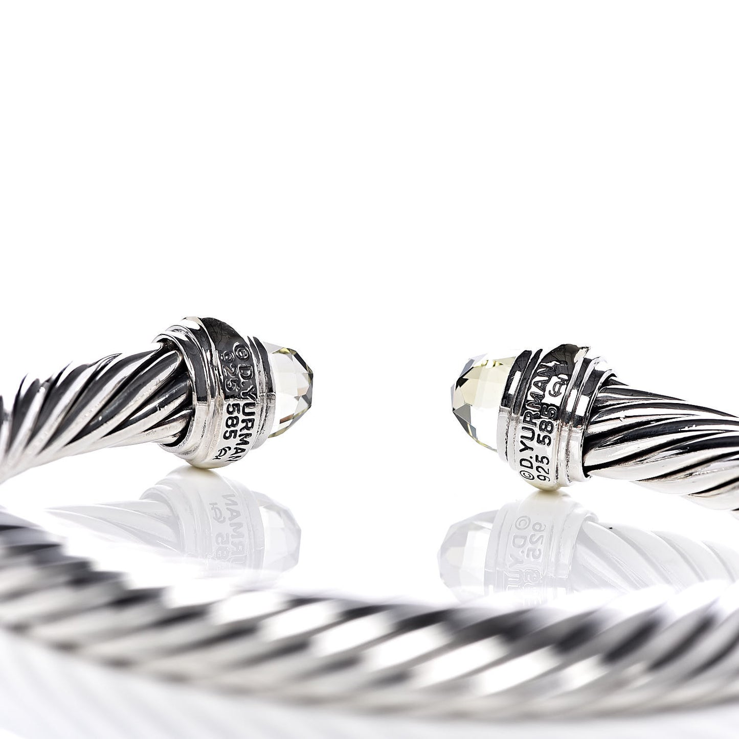 Sterling Silver 14K Yellow Gold Prasiolite 7mm Cable Classics Bracelet