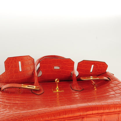 Hermes Matte Niloticus Crocodile Birkin 35 Orange 19 of 29