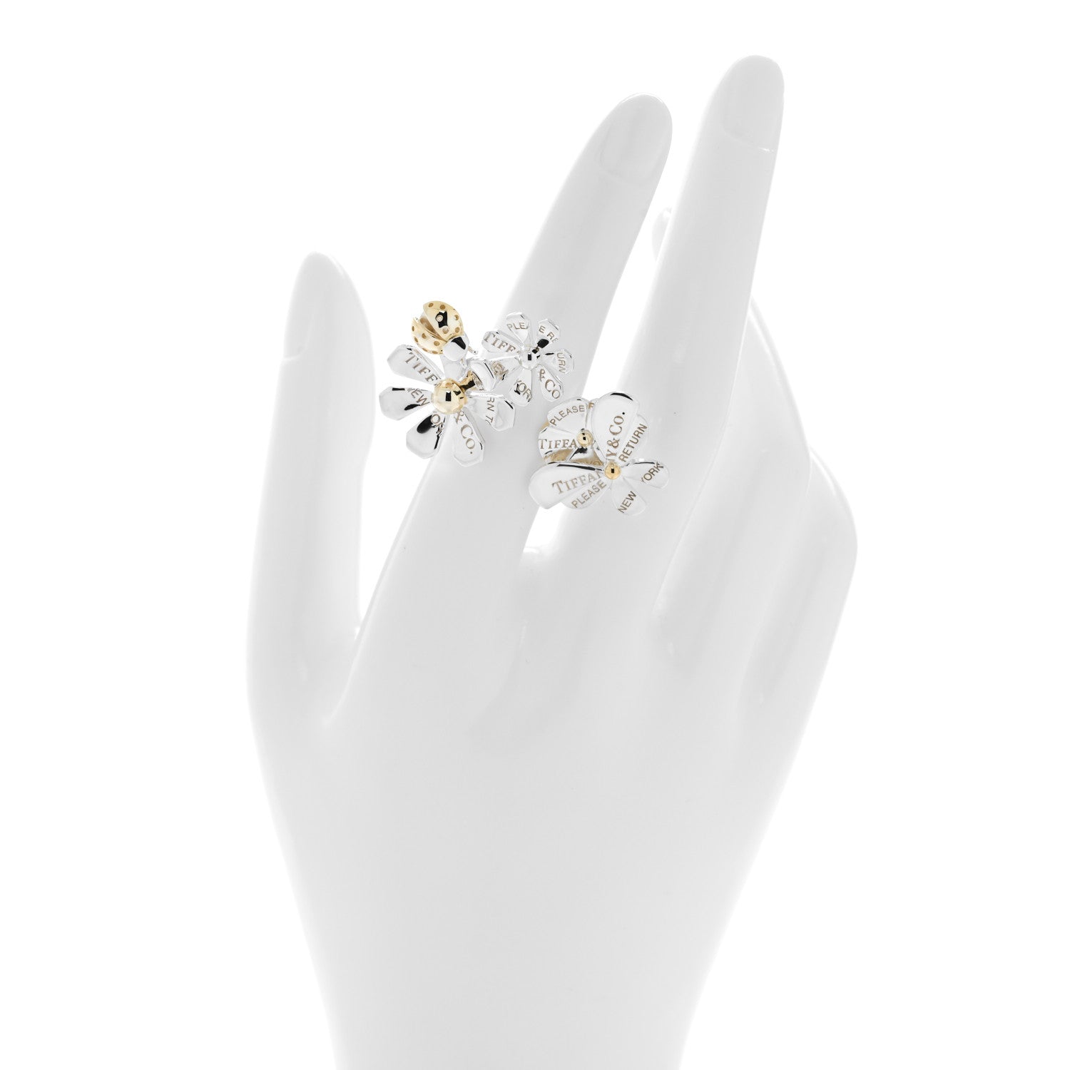 Tiffany Sterling Silver 18K Yellow Gold Return to Tiffany Love Bugs Ring 54 6.75 2 of 5