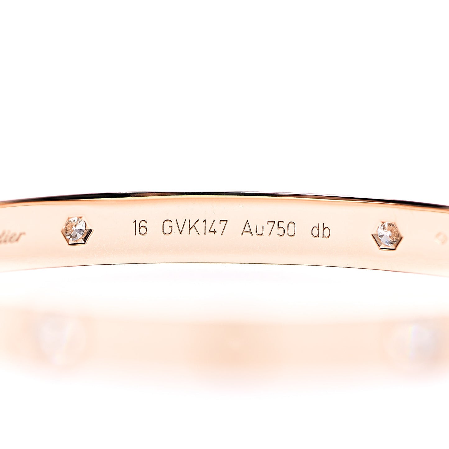 18K Pink Gold 4 Diamond LOVE Bracelet 16