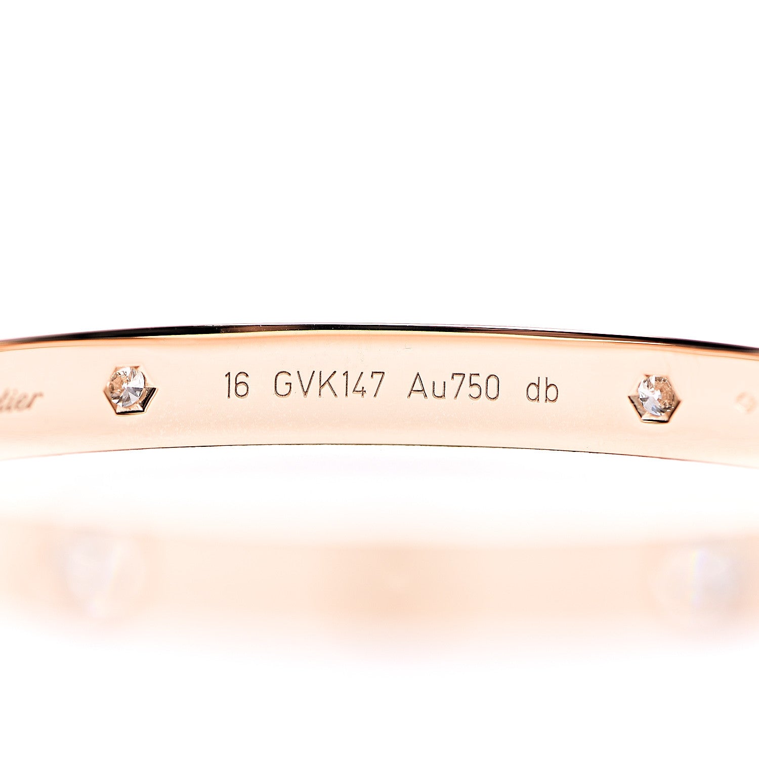 Cartier 18K Pink Gold 4 Diamond LOVE Bracelet 16 5 of 7
