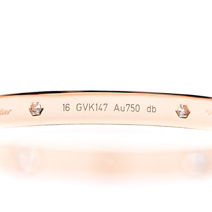 Cartier 18K Pink Gold 4 Diamond LOVE Bracelet 16 5 of 7