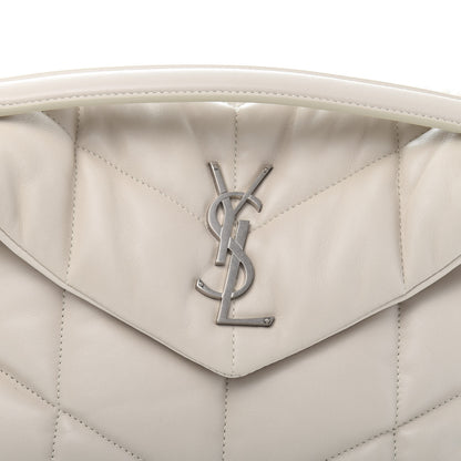 Saint Laurent Lambskin Quilted Small Loulou Puffer Monogram Chain Satchel Blanc Vintage 10 of 10