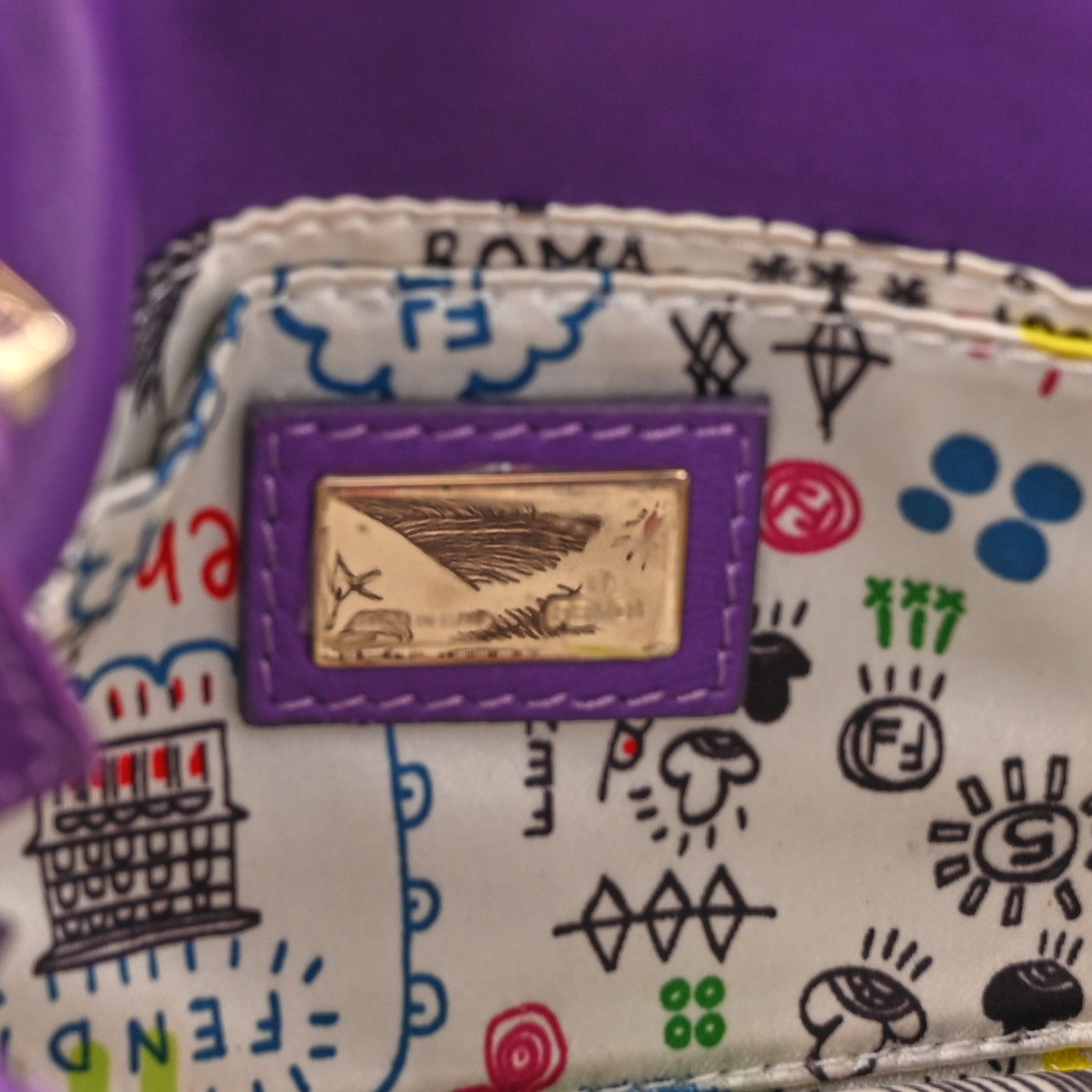 Fendi Nappa Logo Embossed Mini Baguette Purple 6 of 15