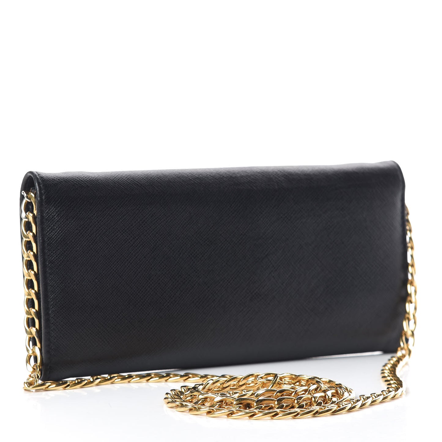 Saffiano Bi-Color Wallet On Chain Black Fuoco