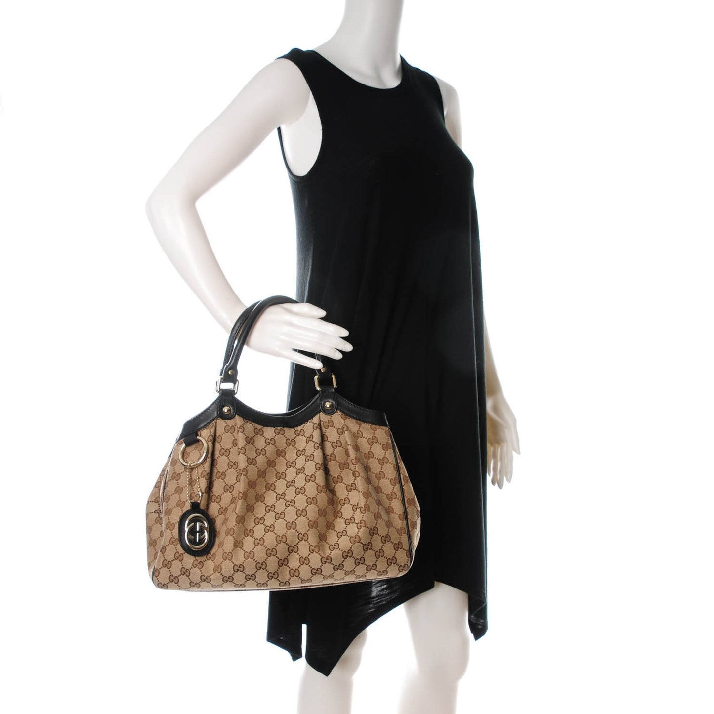 Monogram Medium Sukey Tote Beige Ebony Black
