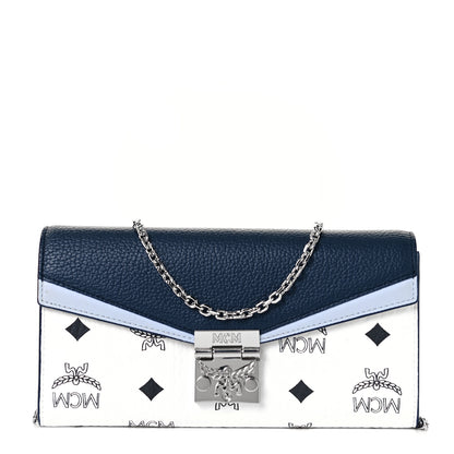 MCM Calfskin Visetos Monogram Millie Color Block Crossbody Bag White Mood Indigo 1 of 8
