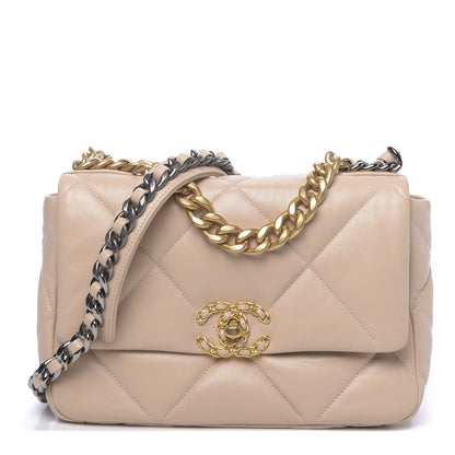 Chanel Lambskin Quilted Medium 19 Flap Beige 1 of 11