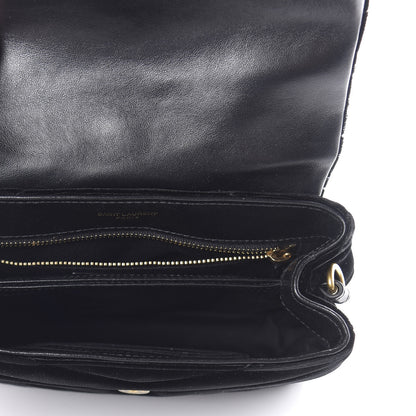 Saint Laurent Velvet Y Quilted Monogram Toy Loulou Chain Satchel French Black 5 of 10