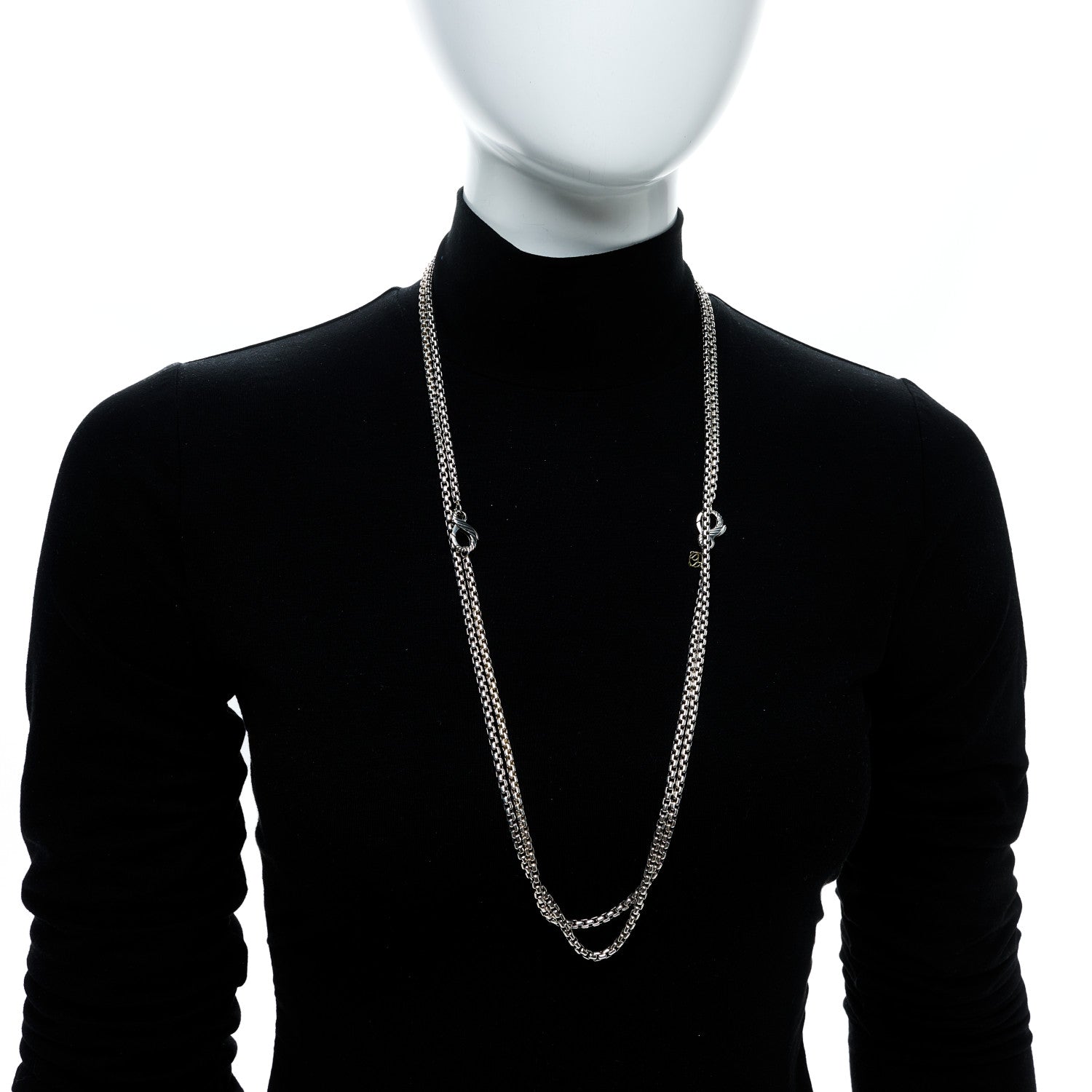 David Yurman Sterling Silver 14K Yellow Gold Long Box Chain Necklace 2 of 5