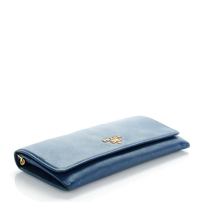 Prada Saffiano Metal Oro Chain Wallet Bleuette 4 of 7