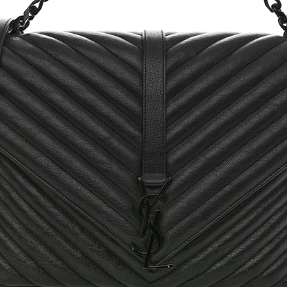 Saint Laurent Sheepskin Matelasse Chevron Monogram Monochrome Large College Satchel Black 8 of 10