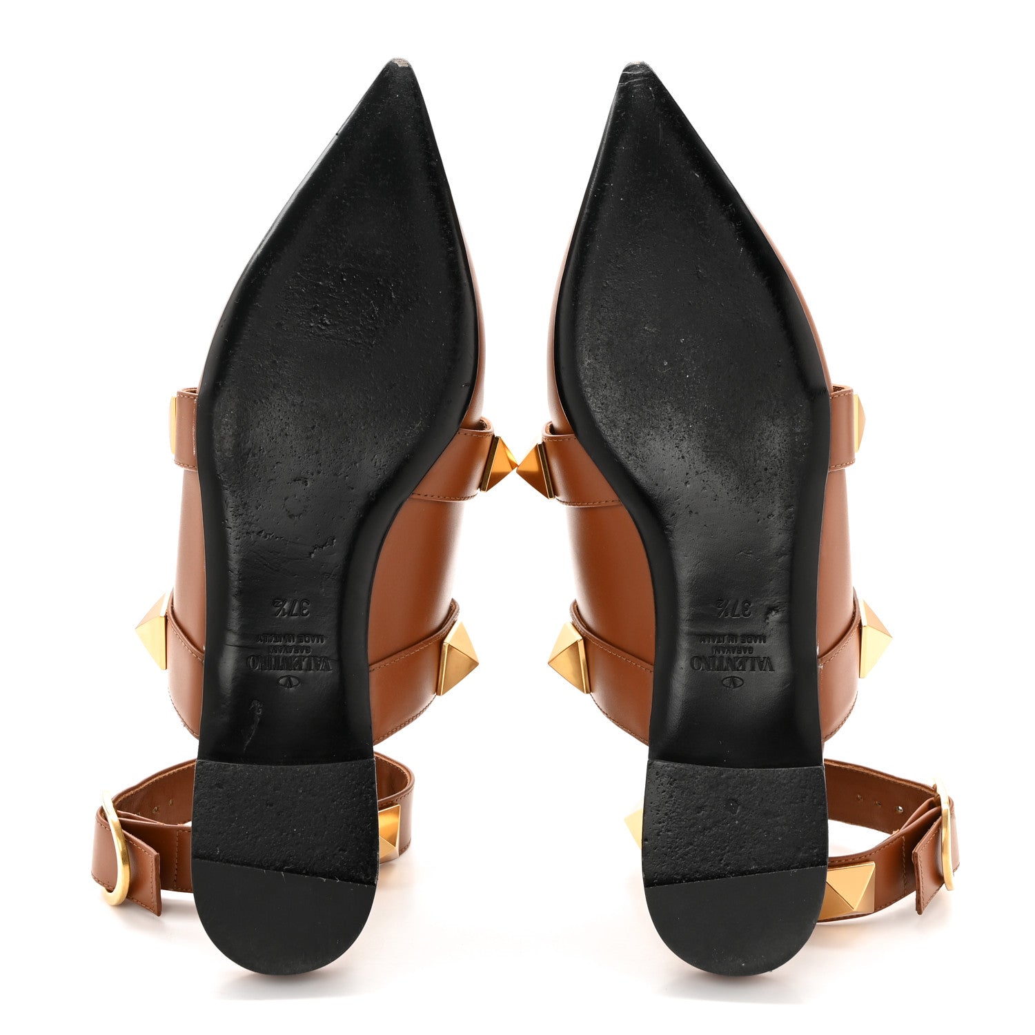 Valentino Garavani Calfskin Roman Stud Ankle Strap Flat Mules 37.5 Selleria 5 of 13