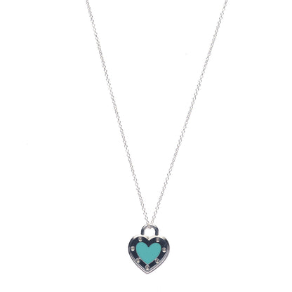 Tiffany Sterling Silver Enamel Return to Tiffany Love Heart Necklace Blue 1 of 7