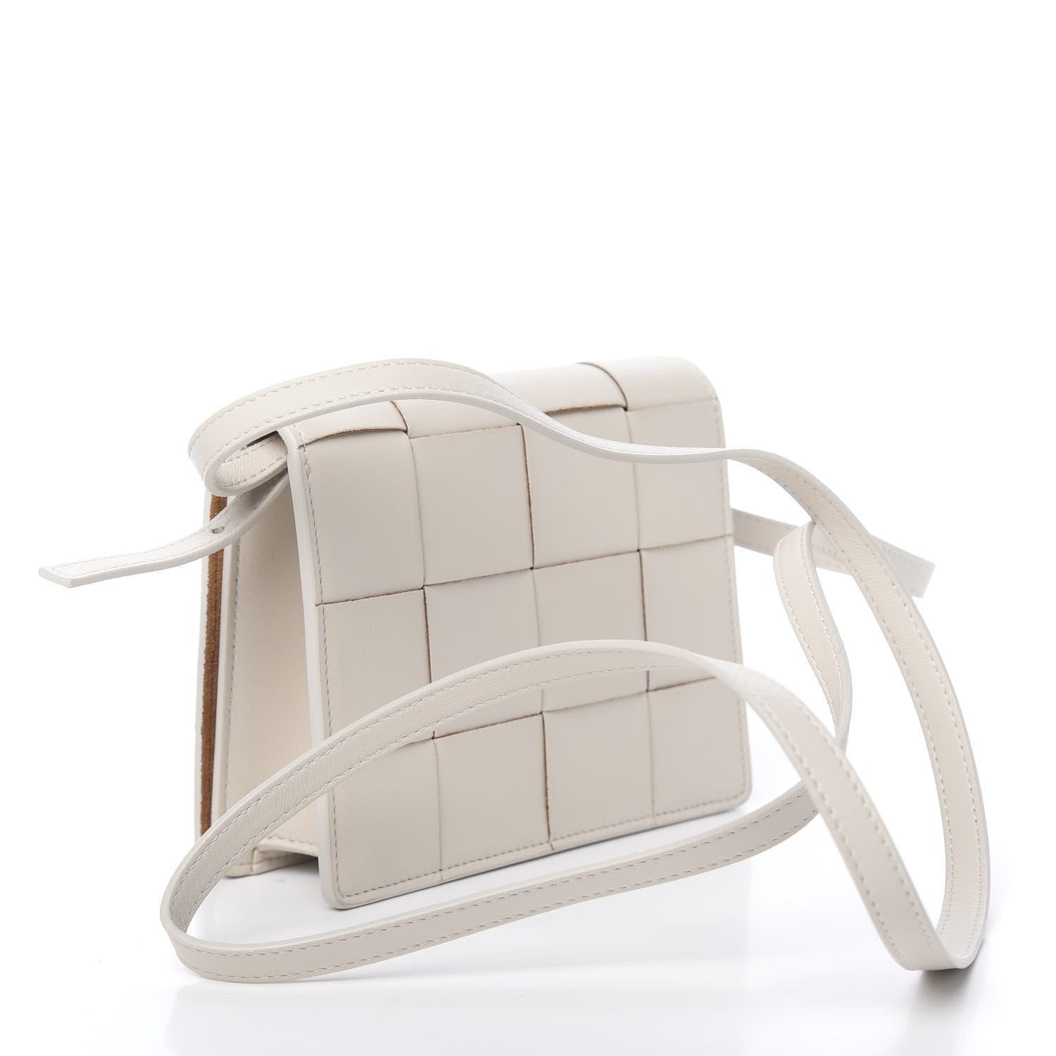 Bottega Veneta Lambskin Maxi Intrecciato Mini Cassette Crossbody Bag White 3 of 9