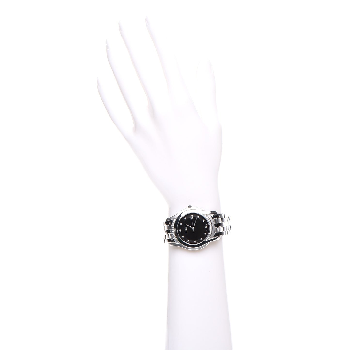 Stainless Steel Diamond Bezel 35mm 5500M Quartz Watch Black