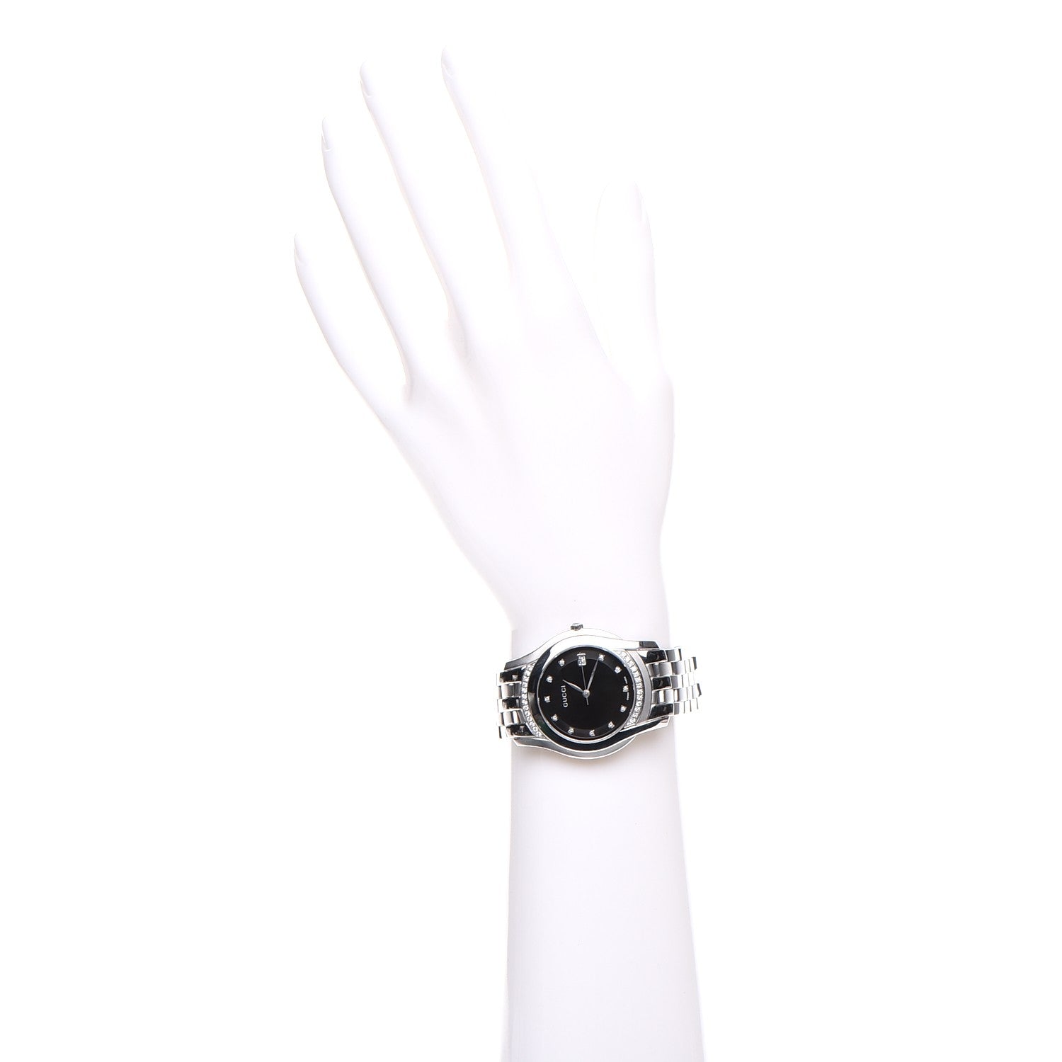 Gucci Stainless Steel Diamond Bezel 35mm 5500M Quartz Watch Black 2 of 8