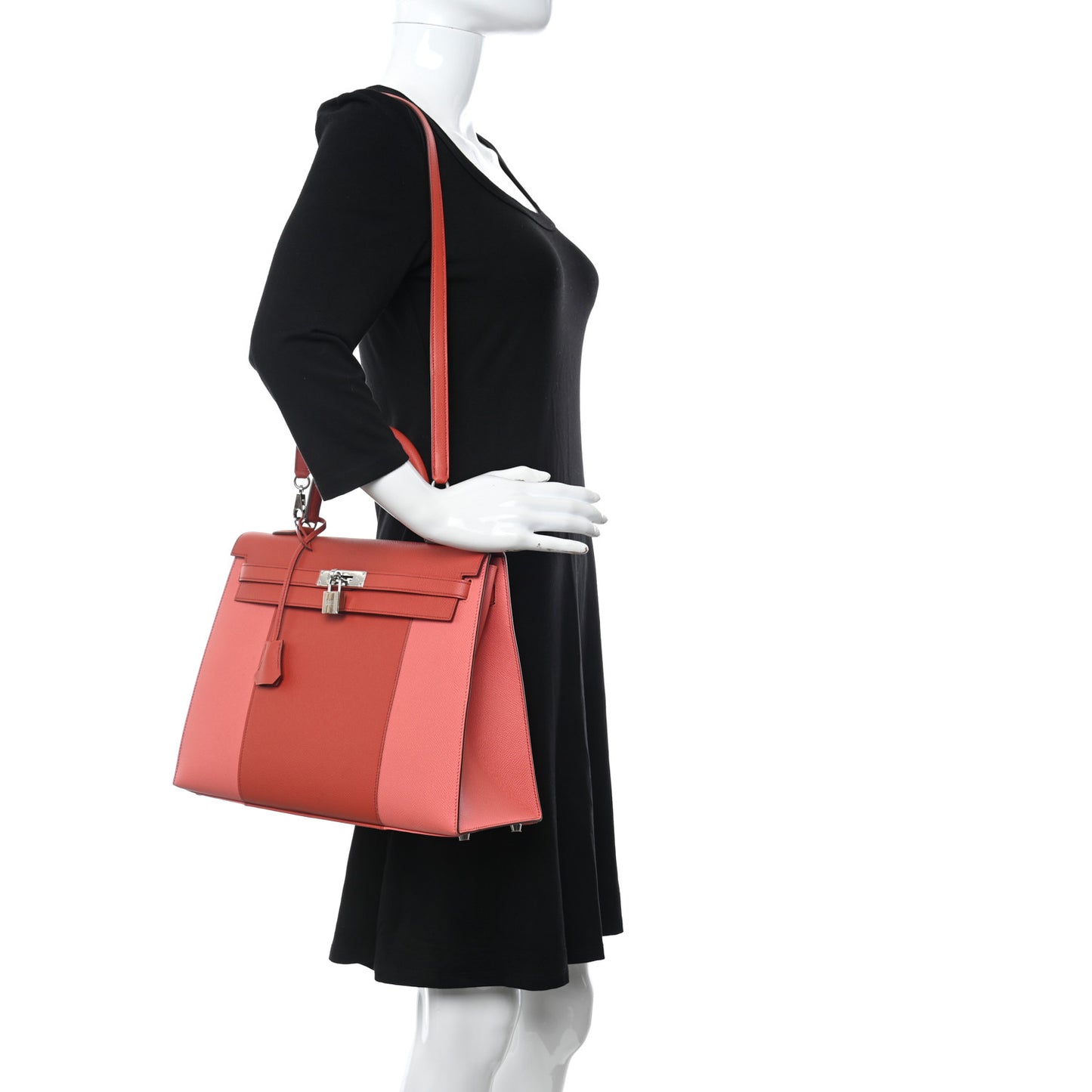Epsom Kelly Flag Sellier 35 Corail Flamingo Pink