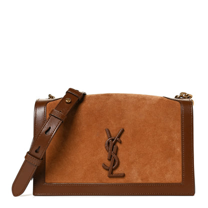 Saint Laurent Suede Monogram Book Bag Brown 1 of 13