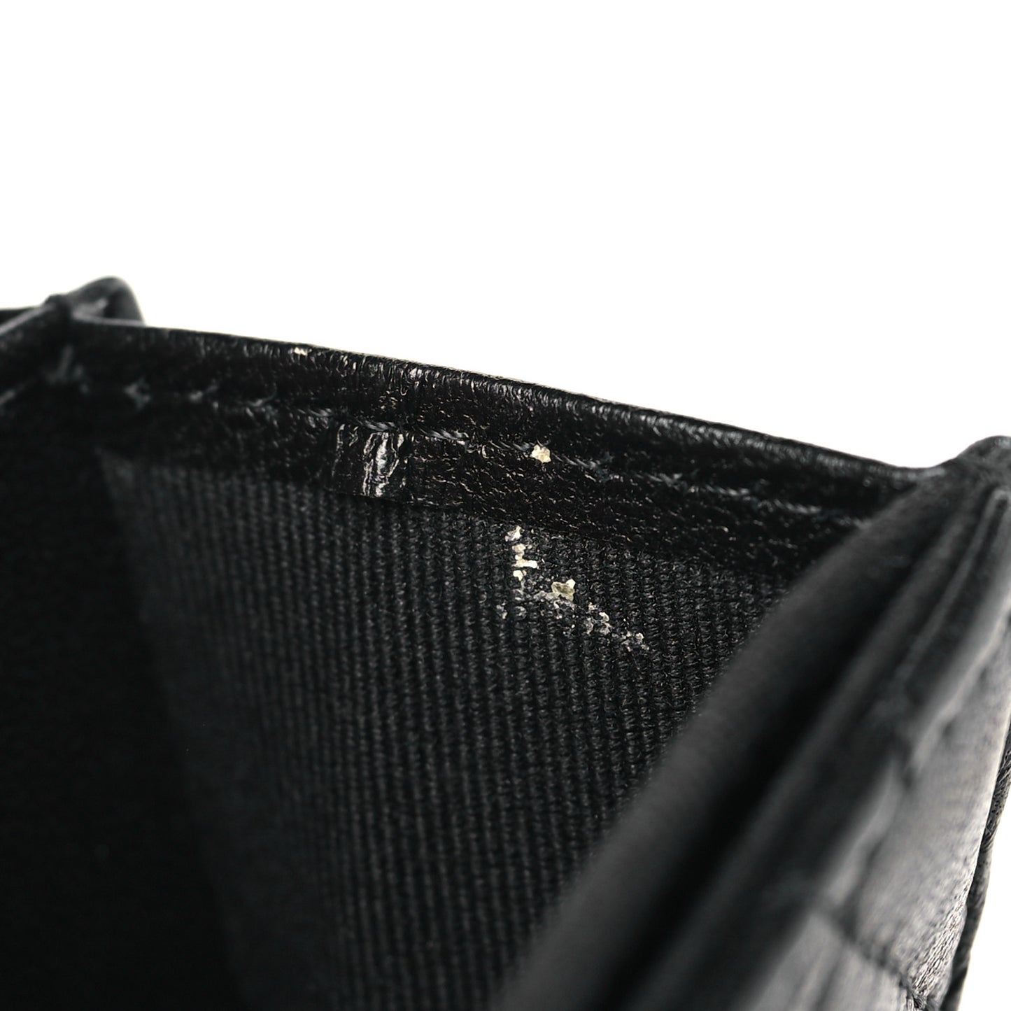 Lambskin Quilted Pearl Card Holder With Chain Black