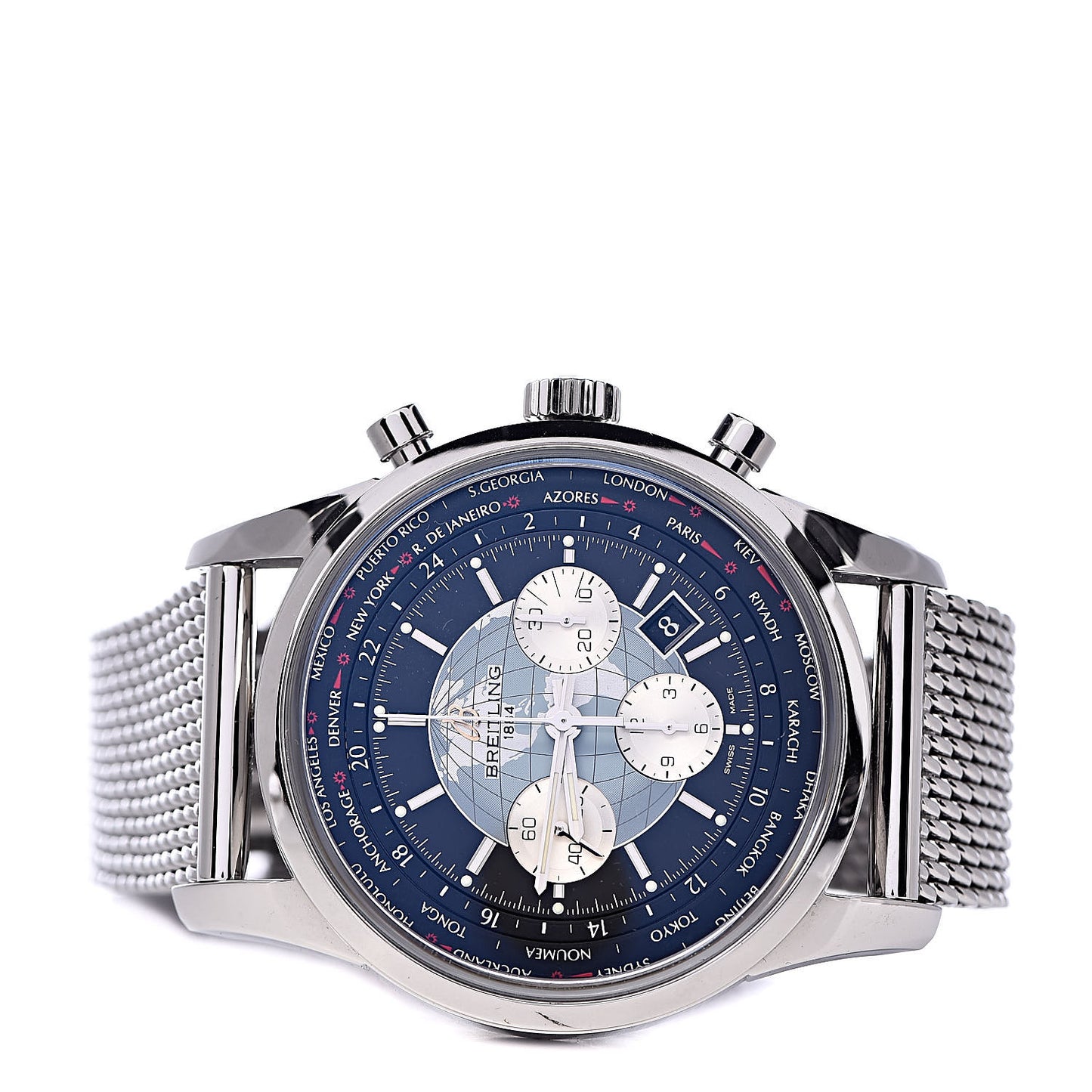 Stainless Steel 46mm Transocean Unitime Chronograph Automatic Watch Black AB0510