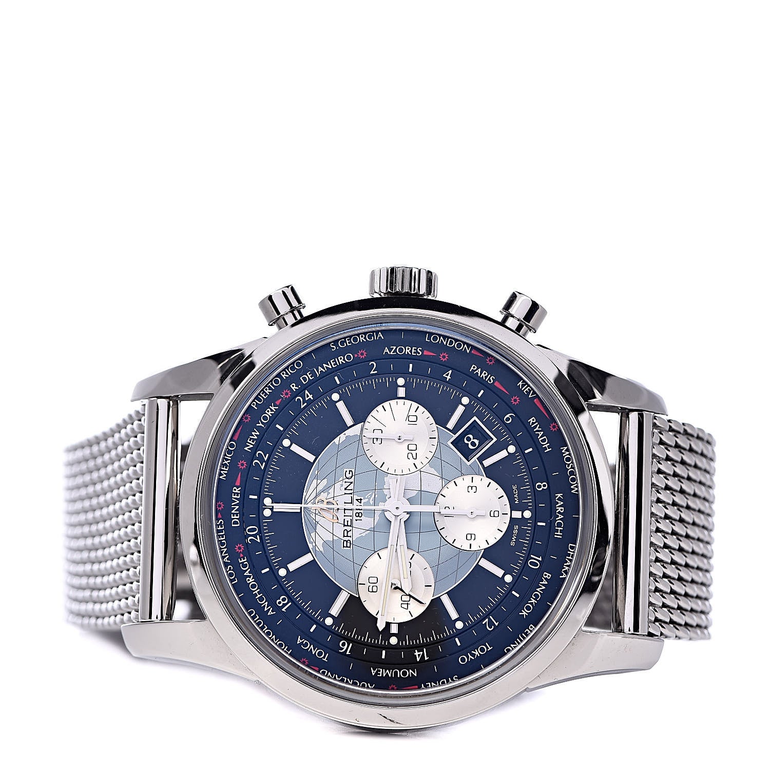 Breitling Stainless Steel 46mm Transocean Unitime Chronograph Automatic Watch Black AB0510 3 of 8