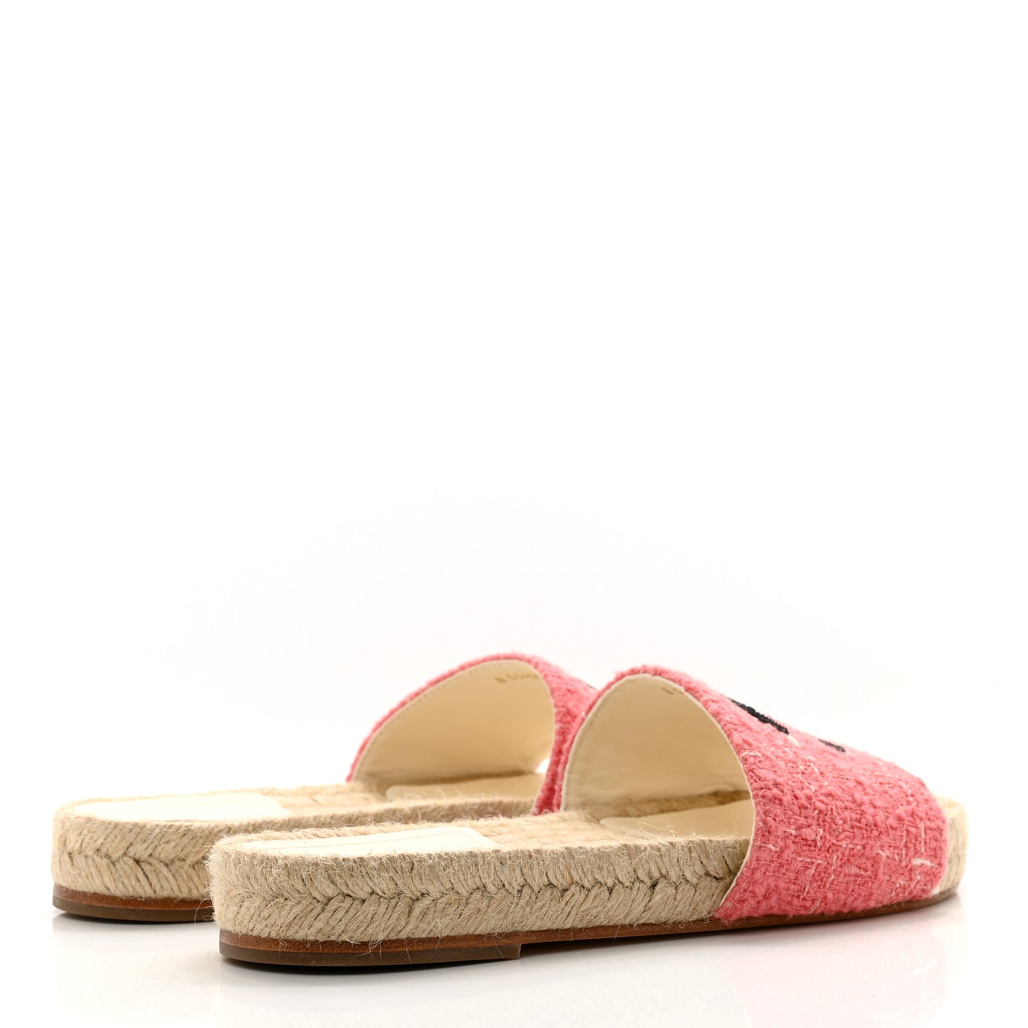 Tweed Grosgrain CC Mule Slide 35 Pink Black