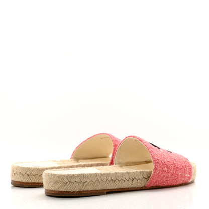 Chanel Tweed Grosgrain CC Mule Slide 35 Pink Black 4 of 9
