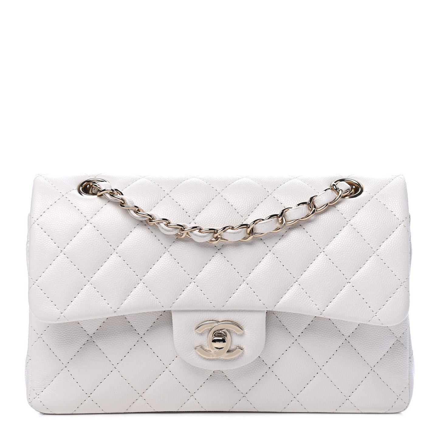 Caviar Quilted Small Double Flap White