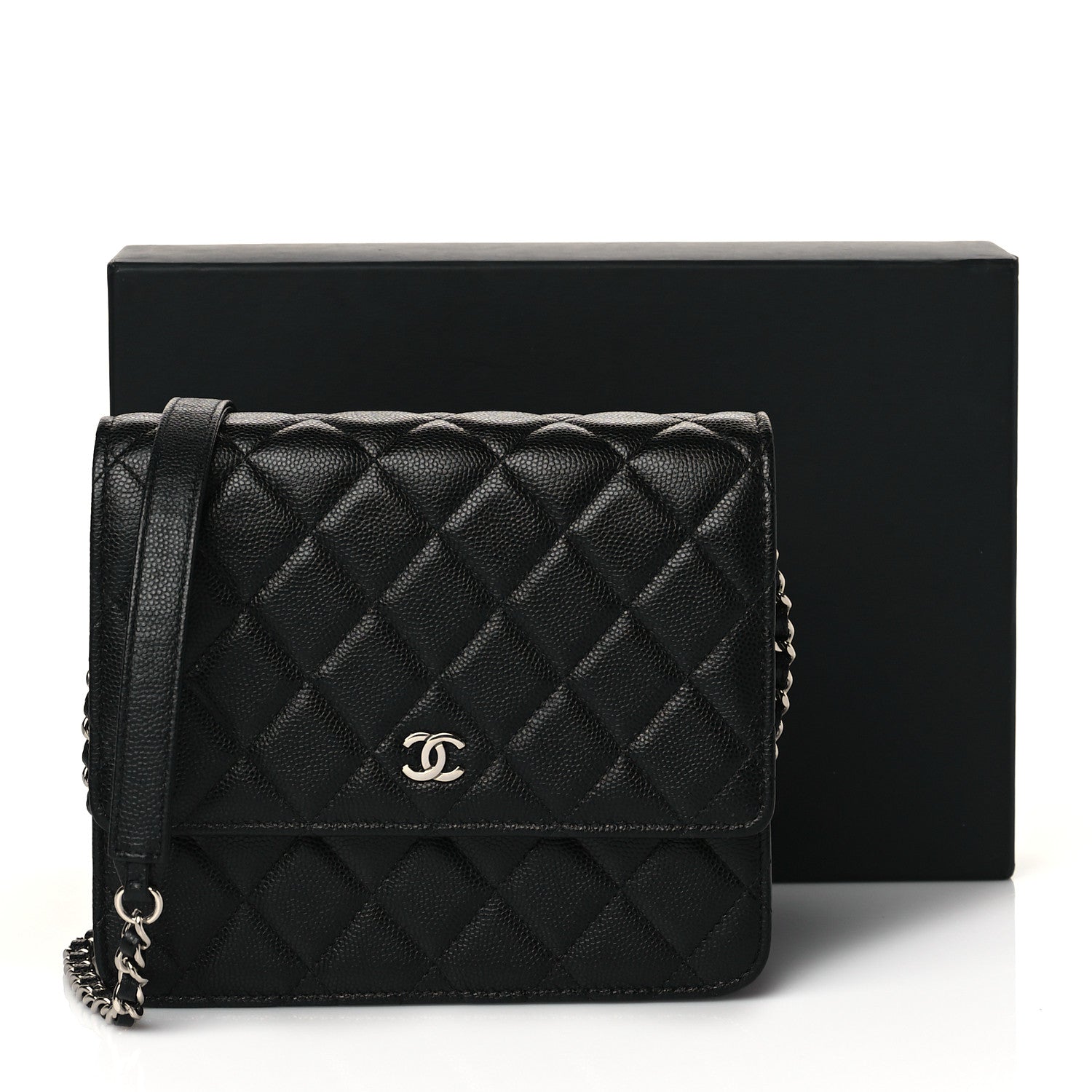 Chanel Caviar Quilted Square Wallet On Chain WOC Black 12 of 12